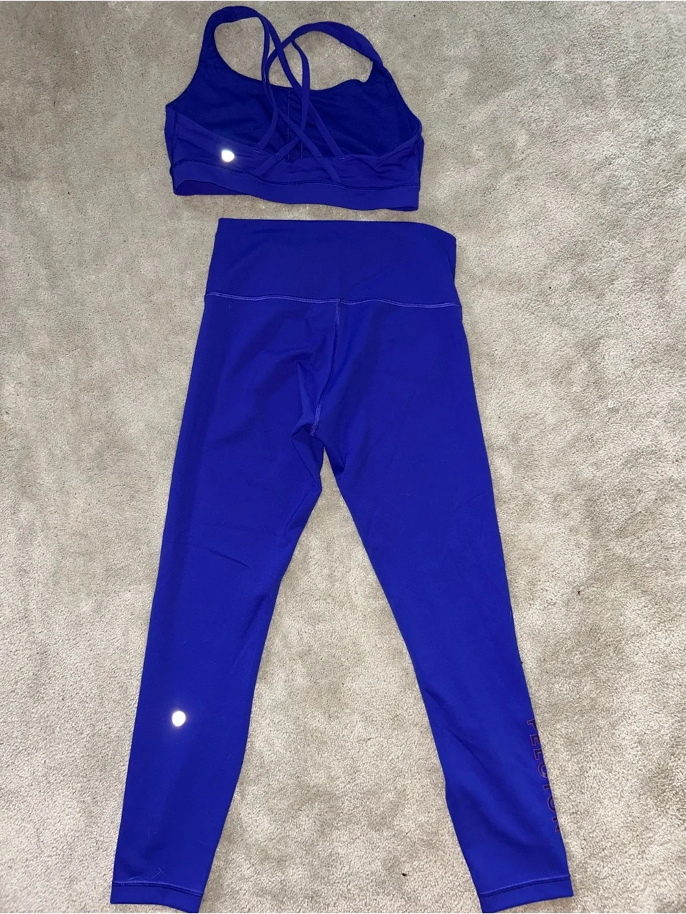 Blue Peloton/ Lulu Lemon Sports Bra and High-Waist Leggings Set